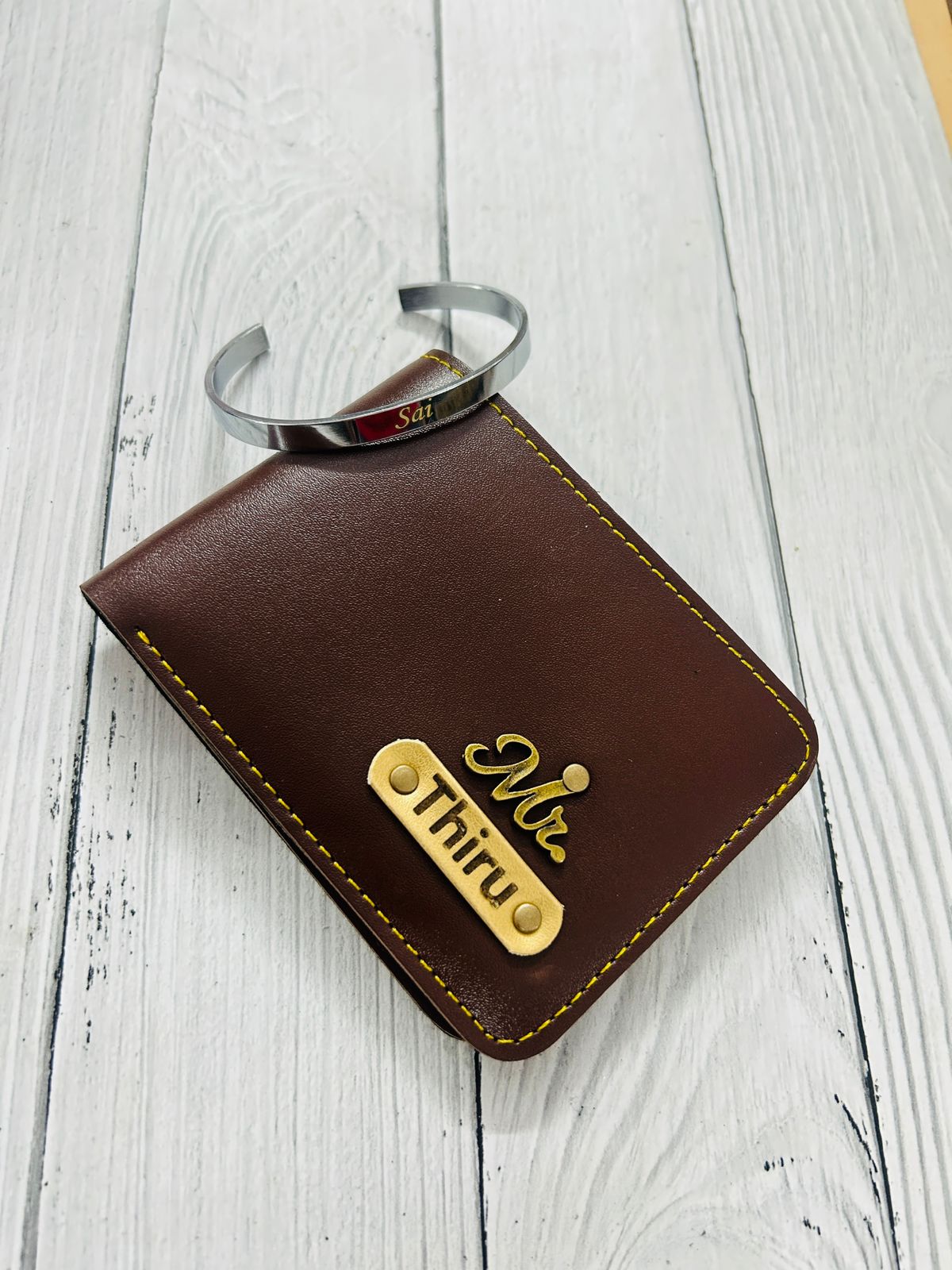 Personalized Men's Wallet & Engraved Bracelet Gift Set