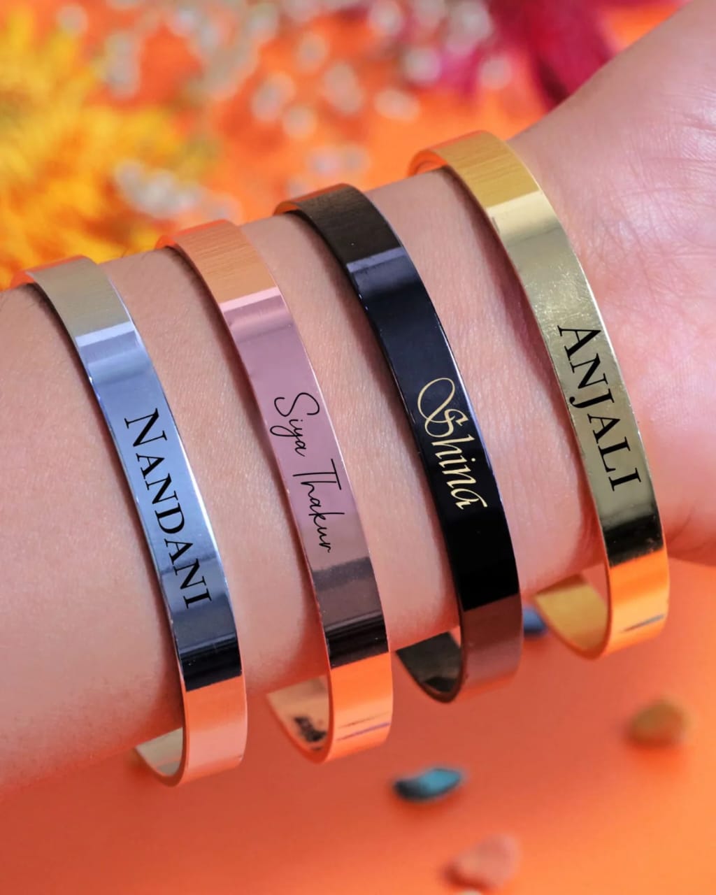 Custom Name Engraved Gold Bracelet – Unisex