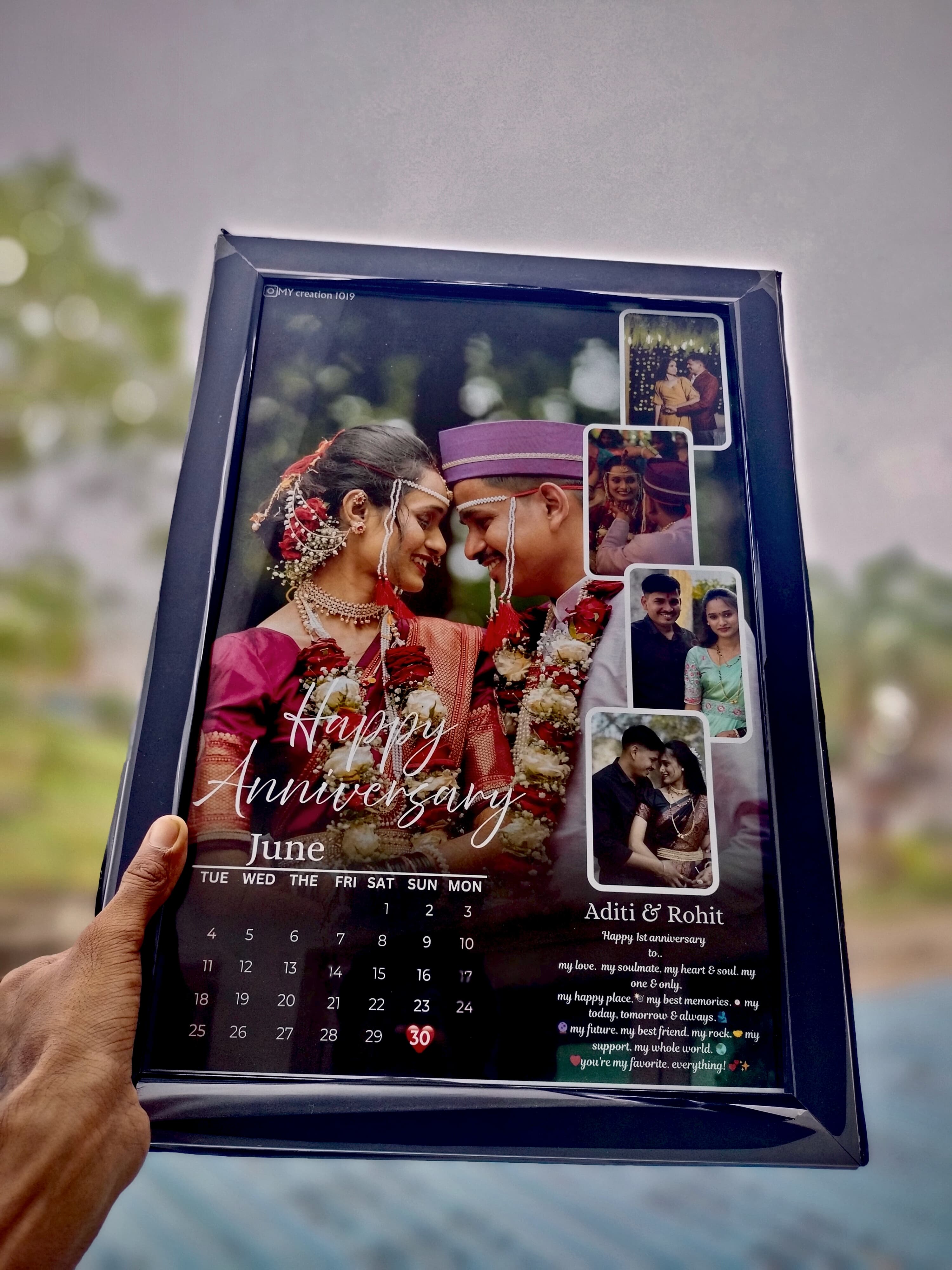 Personalized Anniversary Calendar Frame – Wedding Memory Gift