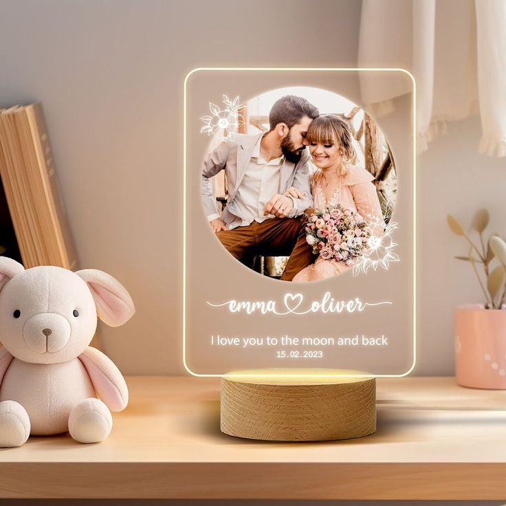 Personalized LED Photo Lamp – Custom Couples Picture Night Light