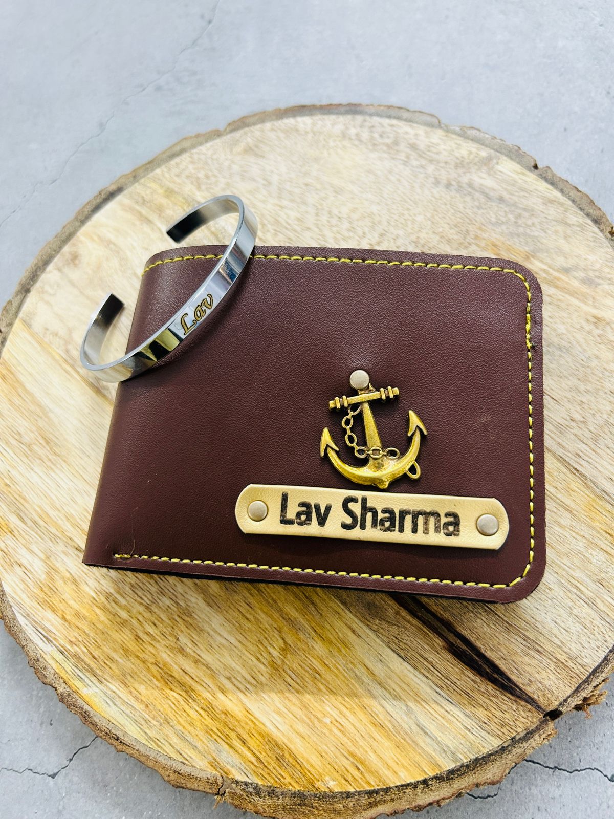 Personalized Men's Wallet & Engraved Bracelet Gift Set