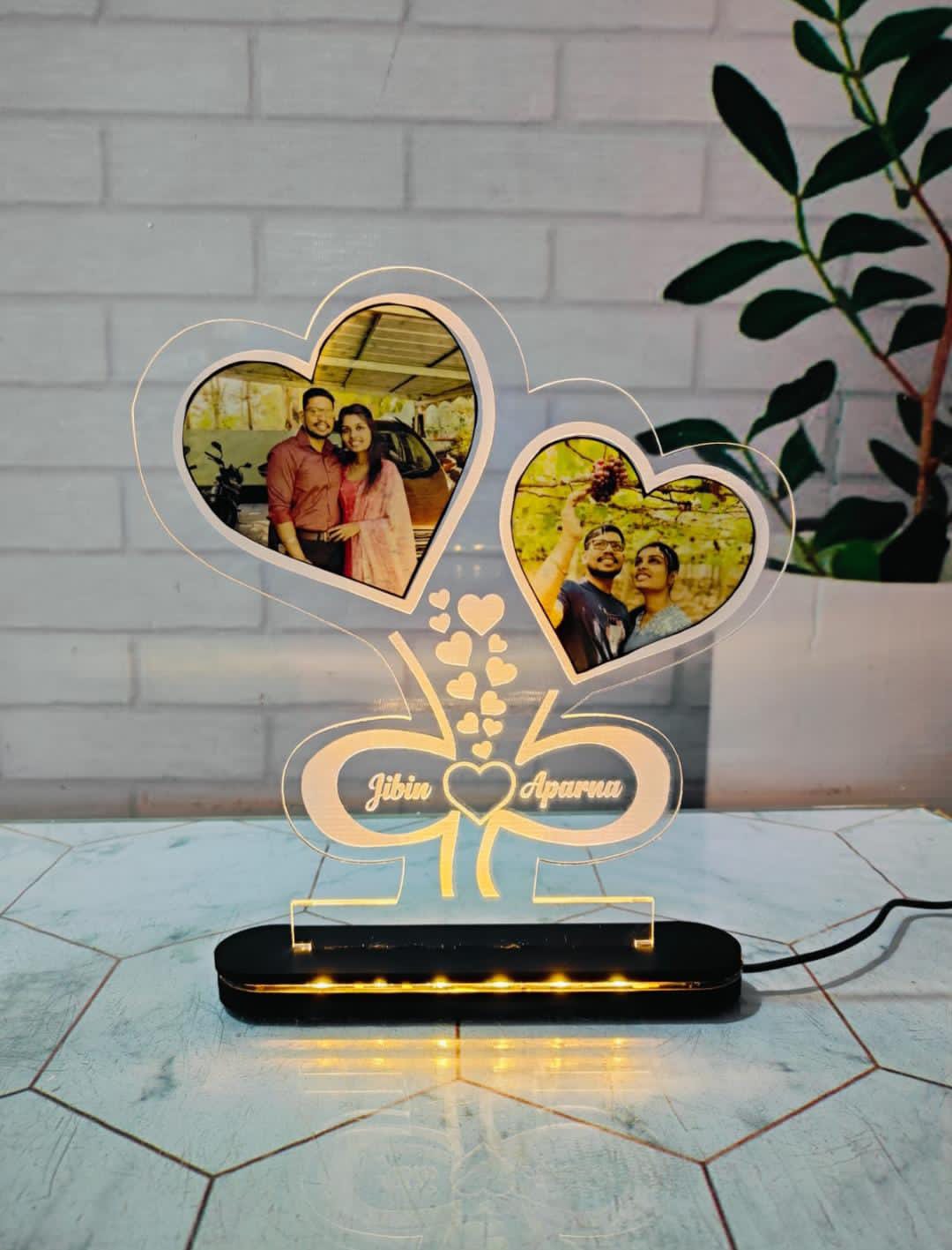 Personalized Heart-Shaped LED Anniversary Lamp